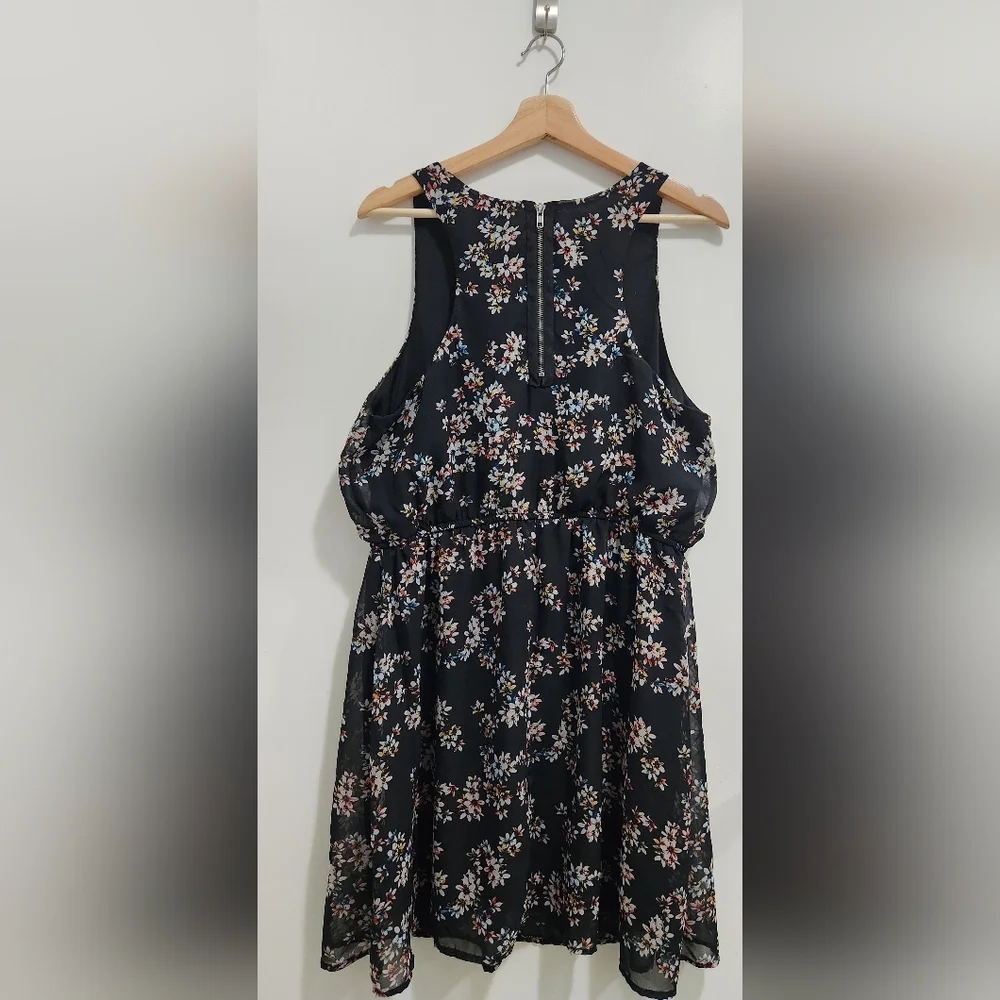 Xhileration‎ Sleeveless Floral Dress - Black - XXL